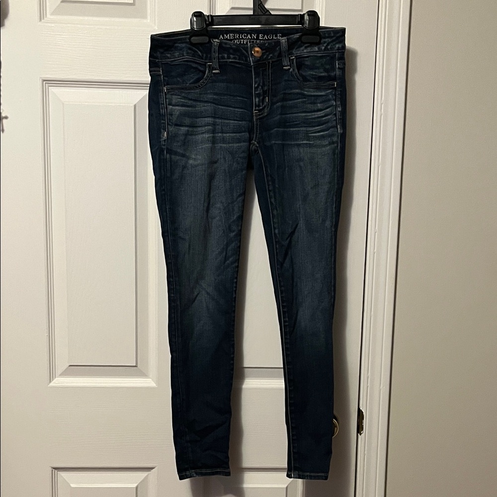 American Eagle Outfitters Dark Blue Women Jeans Skinny Jeans Low Rise